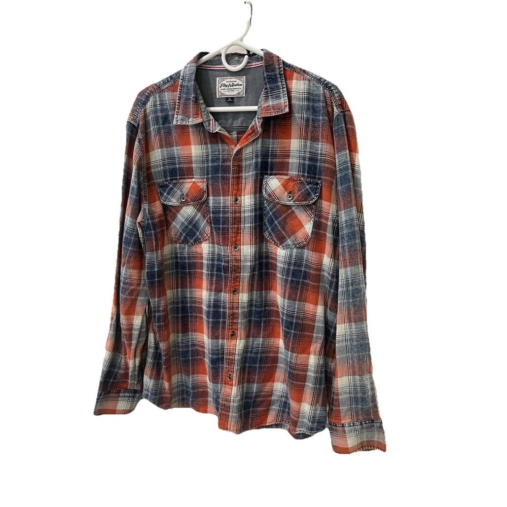 Men's 100% Flag & Anthem Long Sleeve Flannel Button Down Shirt - Size XL